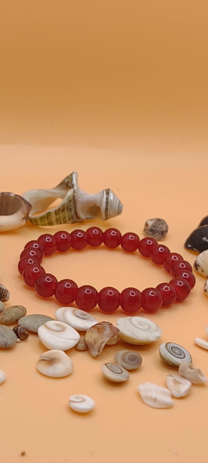 Red Carnelian Beaded Bracelet top view