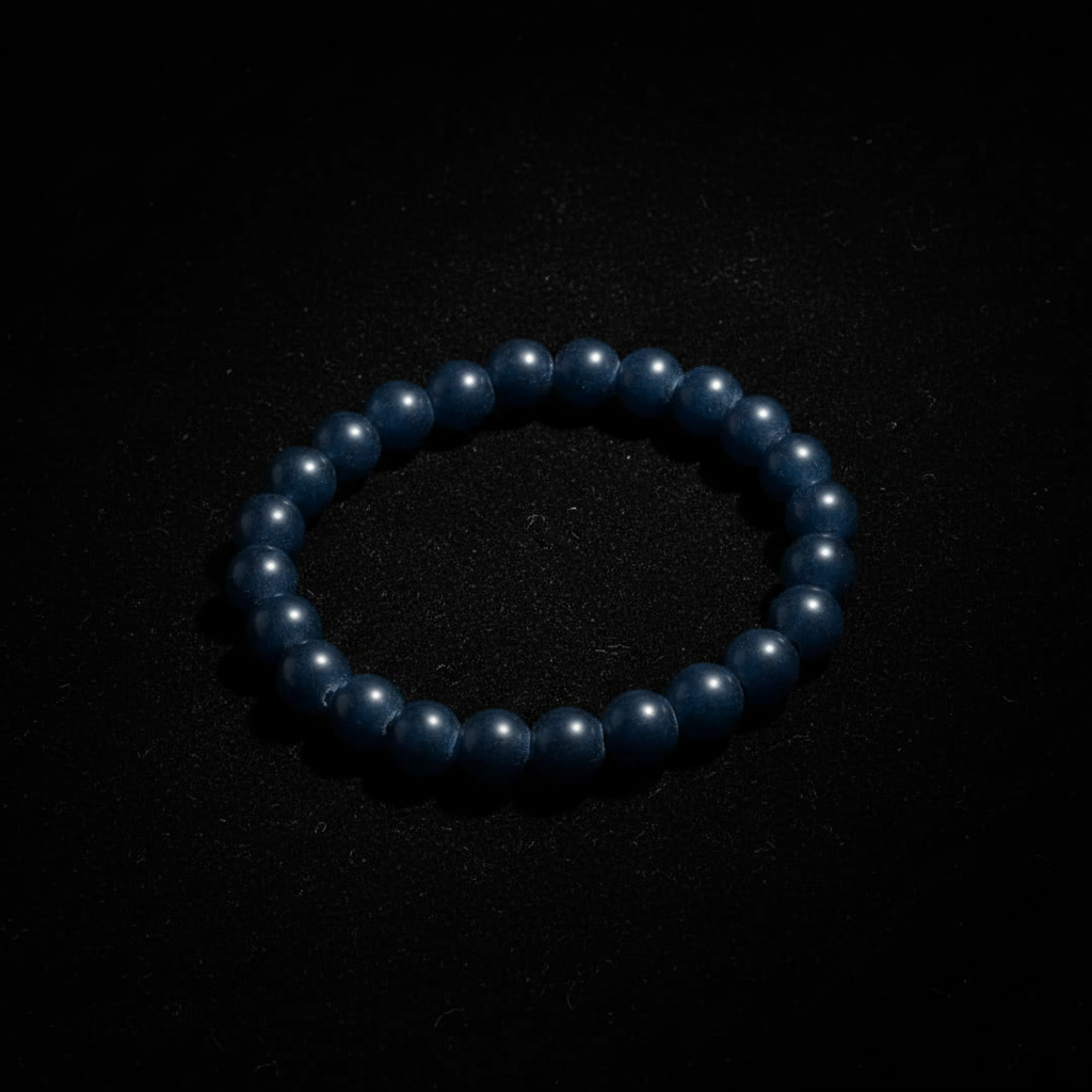 Navy Blue Matte Beaded Bracelet dark moody black velvet
