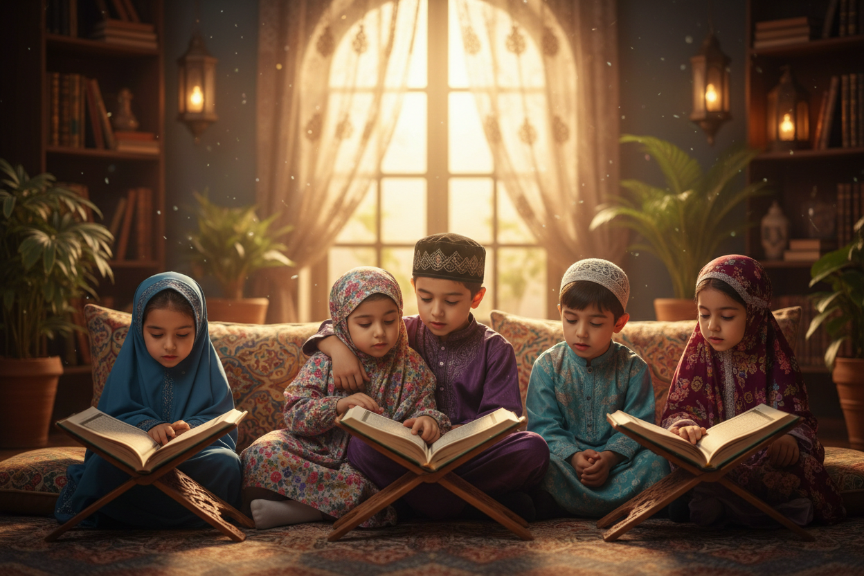Children learning Quran with Tajweed