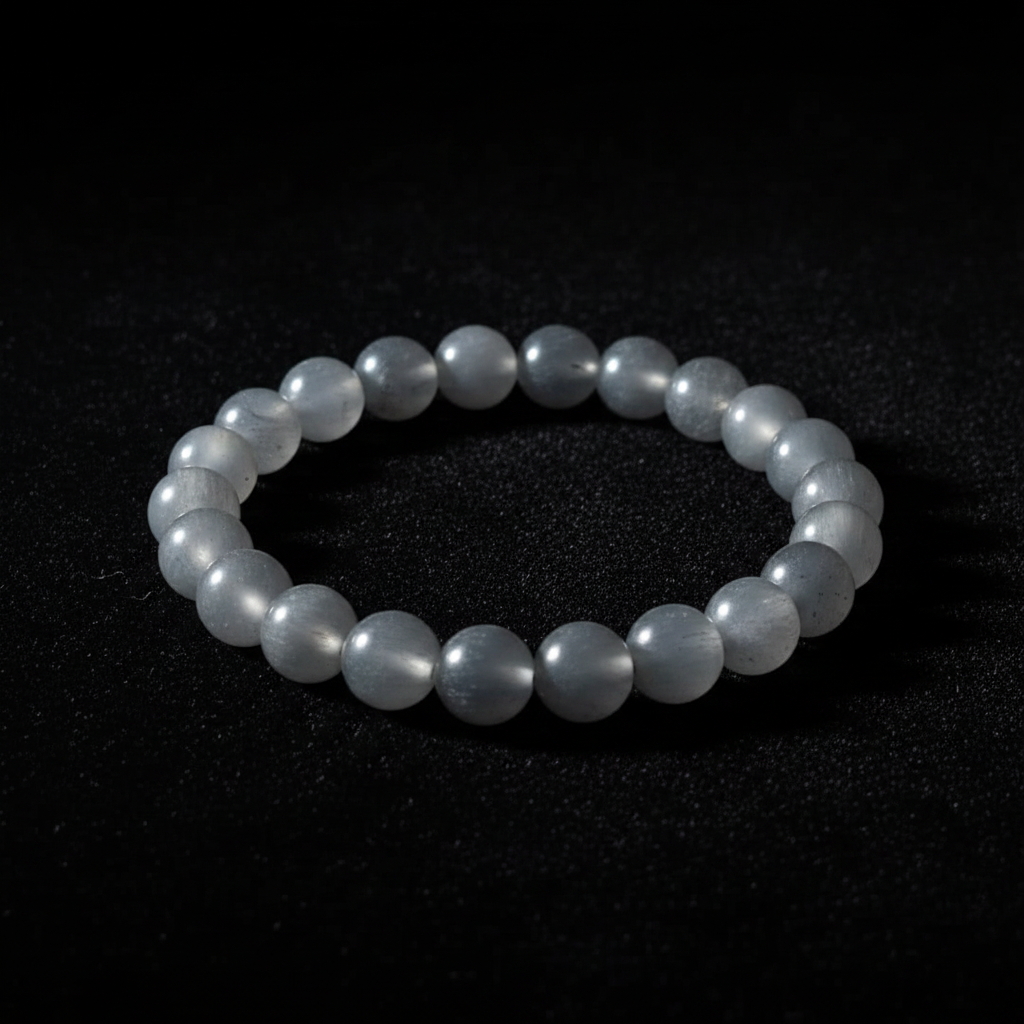 Grey Smoky Matte Beaded Bracelet dark moody black velvet