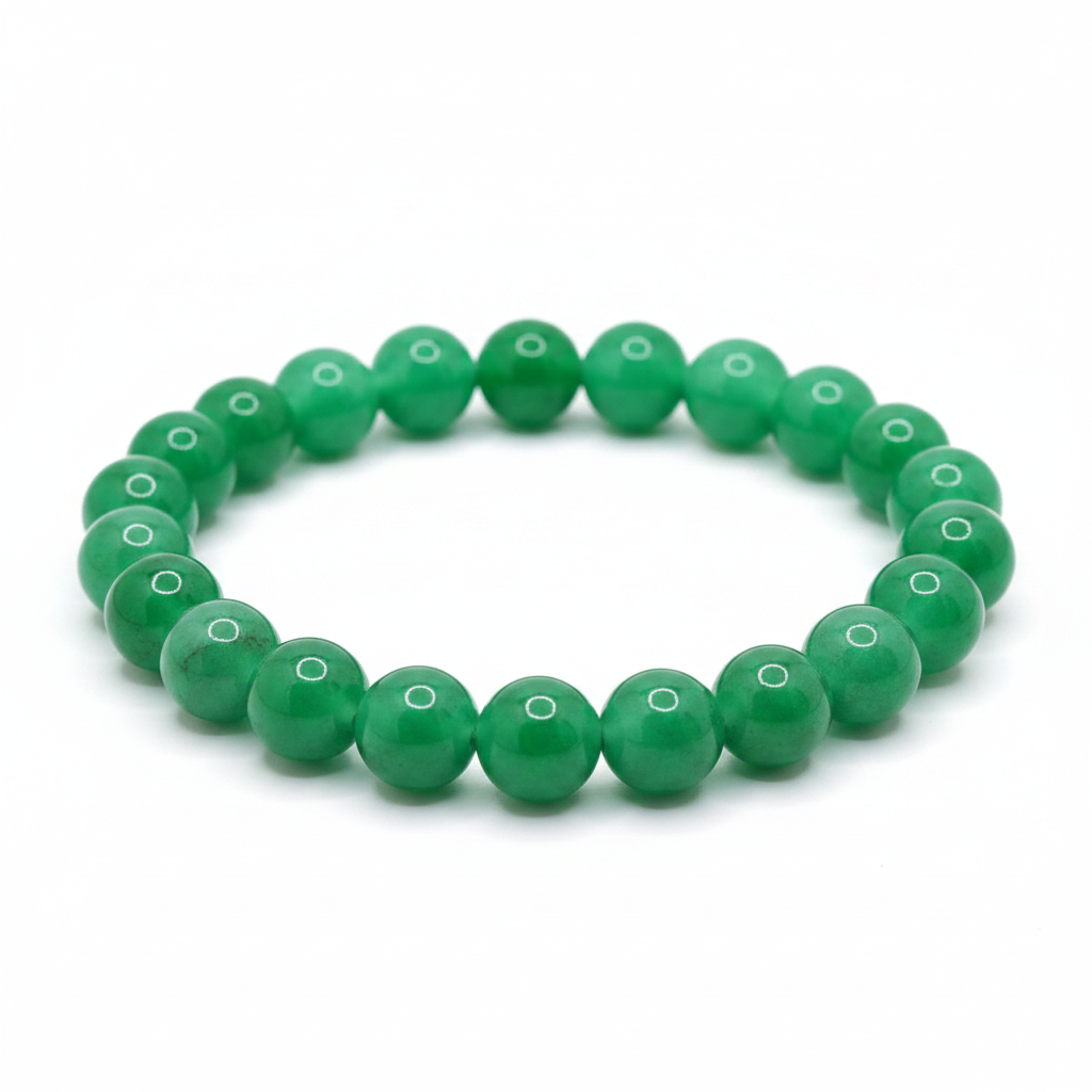 Green Jade Beaded Bracelet professional white background