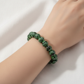 Black Green Floral Beaded Bracelet on wrist minimalist