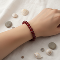 Burgundy Dark Maroon Beaded Bracelet on wrist minimalist