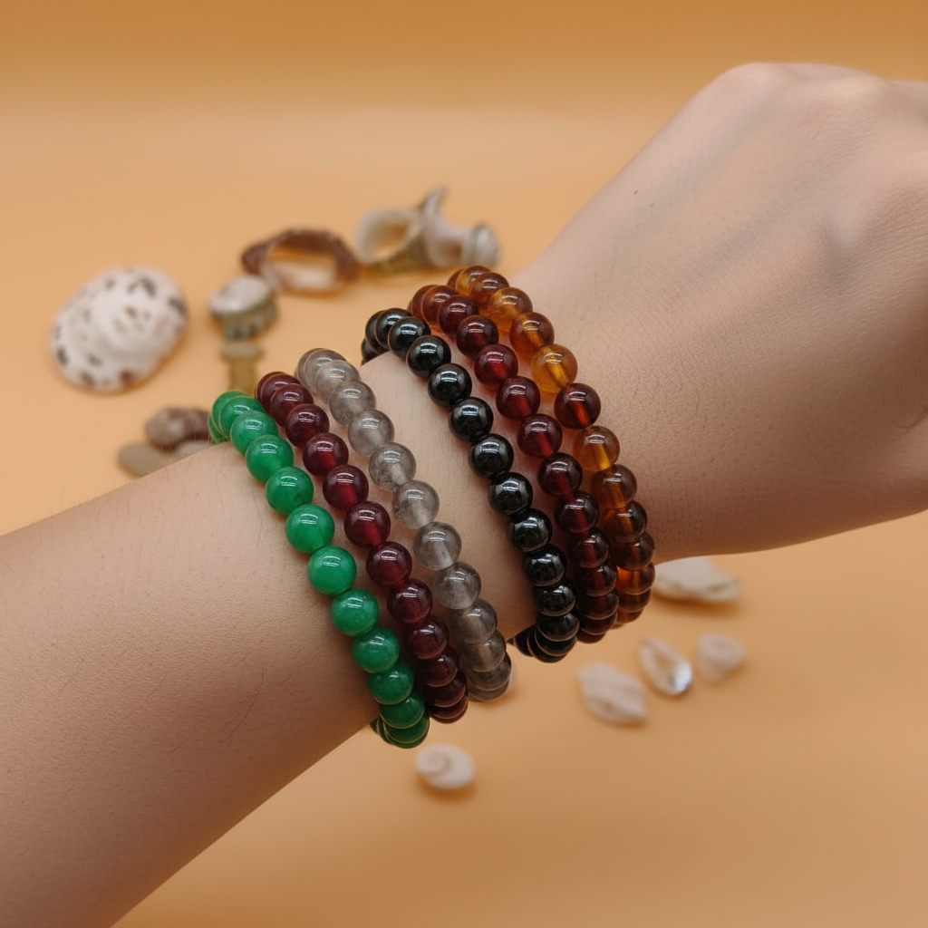 Beaded Bracelet Pack two wrists stacked