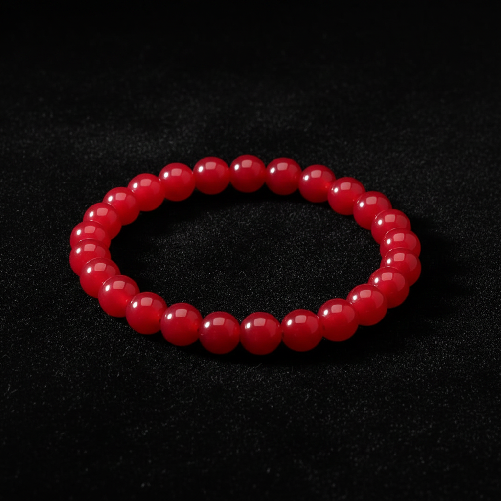 Ruby Red Beaded Bracelet dark moody black velvet