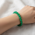 Green Jade Beaded Bracelet on wrist minimalist