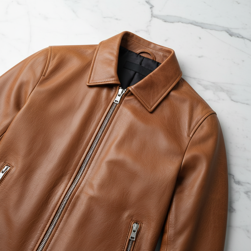 Natural tan brown leather jacket texture